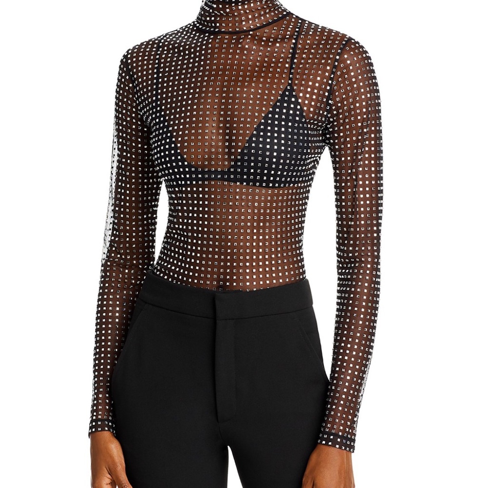 ✨✨✨Jonathan Simkhai Desirae rhinestoned sheer blouse New w tags✨✨✨